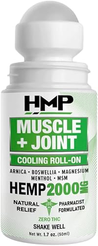 Miniatura 1 de HMP BRANDS Rollo de cáñamo en soporte muscular y articular de 2000 mg fórmula de alivio de molestias de cáñamo con mentol, ideal para rodilla,