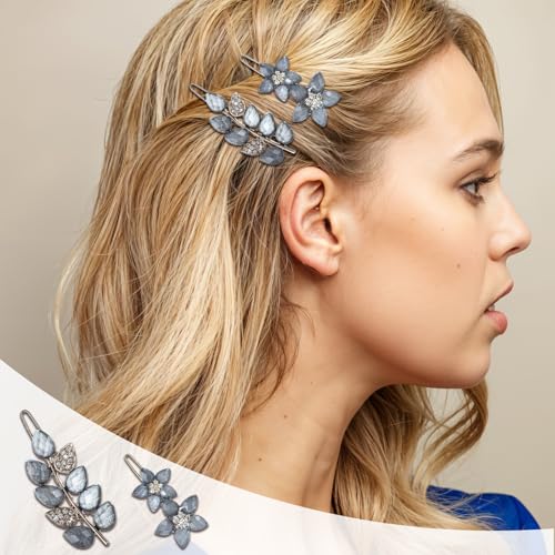 Mabor Clips para el Cabello Vintage con Cristales Azules miniatura 7