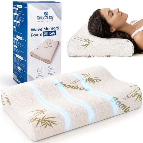 Image of SnoozEasy™ Memory Foam Pillow for Neck & Shoulder Pain Relief | Orthopedic Cervical Pillow with Contoured Neck Support | Cooling Bed Pillow for Side & Back Sleepers | UK Brand