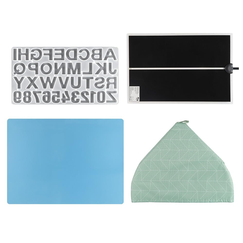 Ideen mit Herz | Heizmatte für Epoxidharz | Epoxid Zubehör | inkl. Silikonmatte, Gießform und Isolierabdeckung | 3 Heizstufen | mit Timer-Funktion