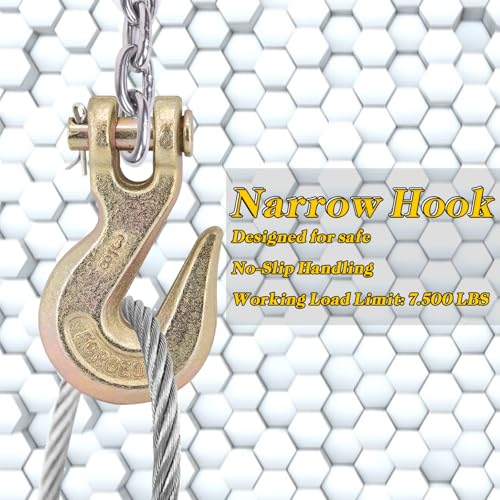 Image of 3 /8 inch Clevis Grab Hooks (Set of 8) Heavy Duty Chain Hook for Truck Trailer, Grade 70 Chain Forged Alloy Steel Chain Hook for Trailer Truck Transport - 6,600 LBS Capacity
