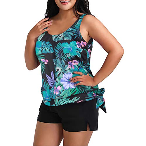 FULLFITALL Damen Tankini-Badeanzüge, Zweiteiliger Badeanzug, bedruckt, Bauchkontrolle, Bademode mit Boyshorts - - 42 Cover