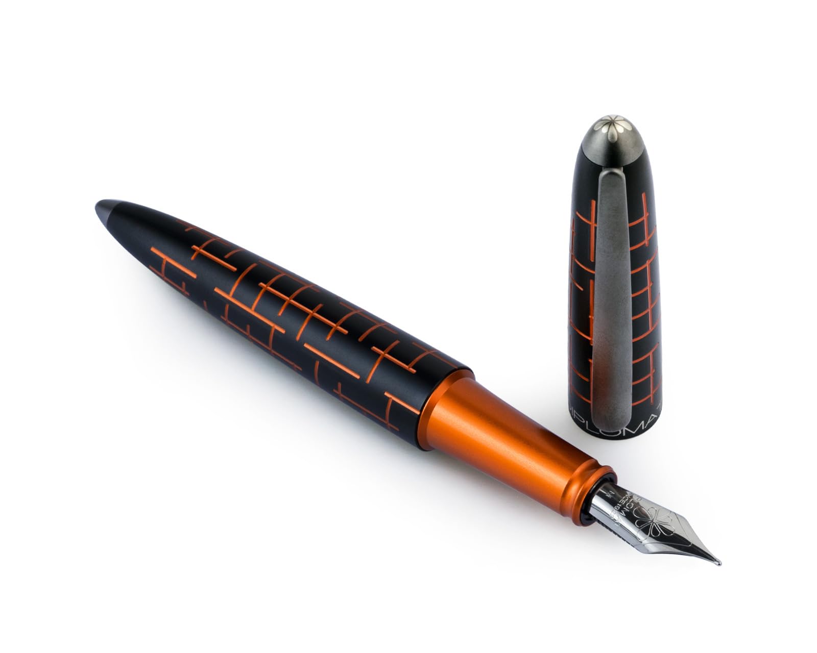 Diplomat Elox Füllhalter-Set Matrix Schwarz Orange, Tinte und Konverter