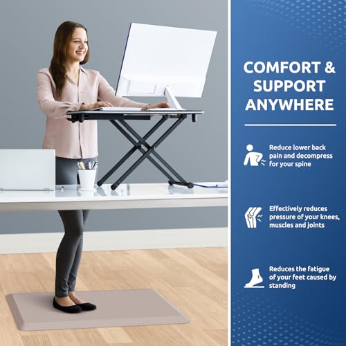 Image of KitchenClouds Kitchen Mat Cushioned Anti Fatigue Kitchen Rug 0.8inch Waterproof Non Slip Kitchen Rugs and Mats Standing Desk Mat Comfort Floor Mats for Kitchen Sink Office (17.3 inchx28 inch,Khaki)