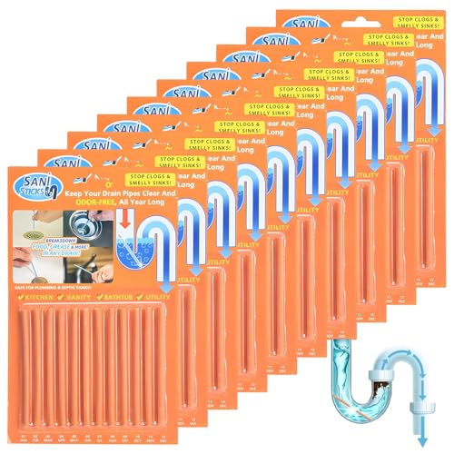 Saijer Palillos para Desagüe,120 PCS Cleaning Sticks Limpiador Enzimático Limpiador De Desagües Mantiene Tuberías De Desagüe Libres De Atascamientos para Alcantarillado Cocina (Naranja)