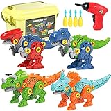 Luclay Dinosaurios Juguetes para Niños con Caja de Almacenamiento Taladro Eléctrico, STEM Learning...