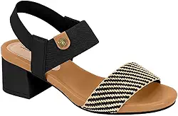 Sandalia Modare Salto Grosso Baixo Ref 7187.100.28972 Preto/natural Dourado/preto/camel 038