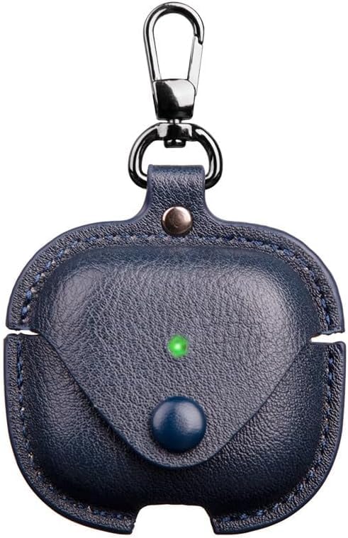 Image of Meyaar Leather Cover Case Compatible with AirPods 4 and AirPods 4 with Active Noise Cancellation (ANC) (2024) Front LED Visible. (Blue)