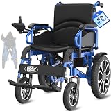 VOCIC Electric Wheelchair, Supports up to 150KG, 30KM Range, Outdoor Power Wheelchair with 40CM Pneumatic Tyres for All Terrains, Blue