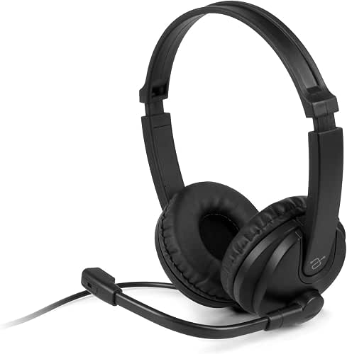 Aluratek Wired USB Stereo Headset AWHU02FB –Over-Ear Headphones, with Noise