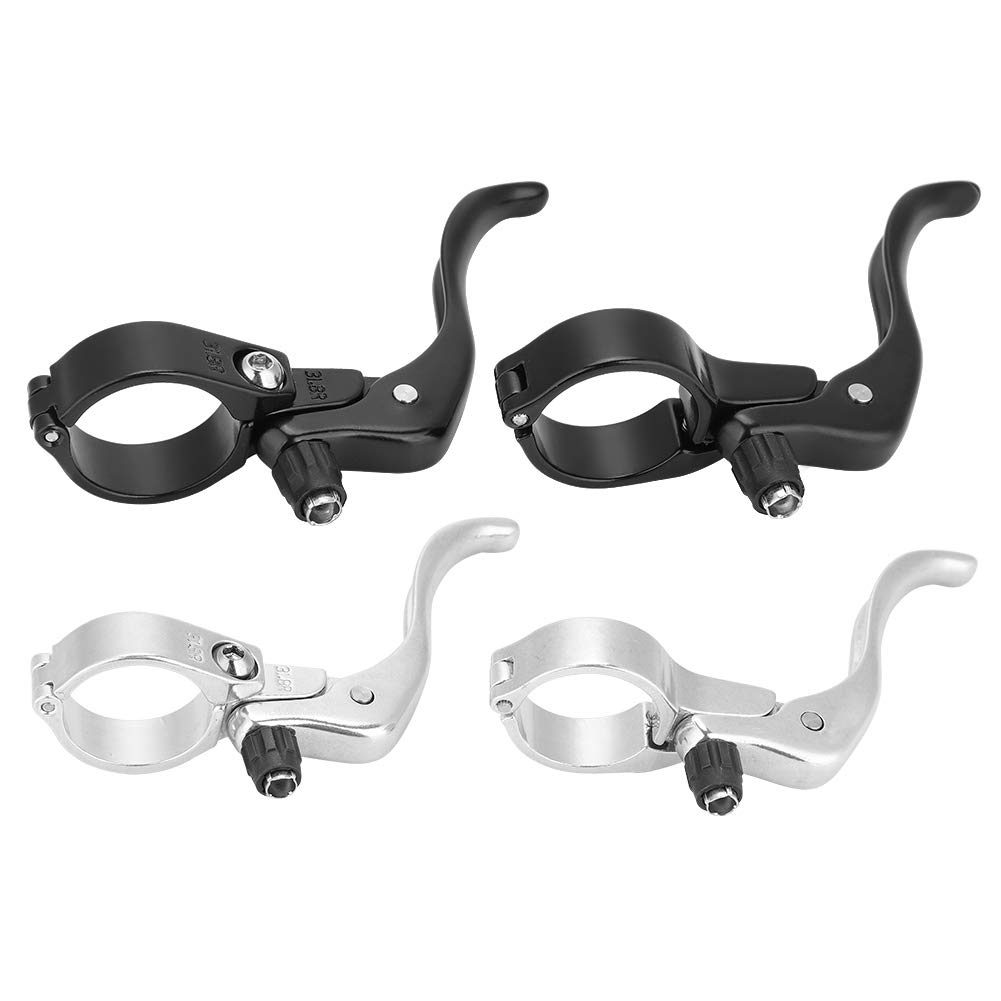 31.8mm ycle Brake Lever Left/Right ycle Hand Brake Levers,1 Pair Aluminum Alloy BMX MTB Road Mountain Bike Disc Brake Bar Handle Level Black Silver(Black)