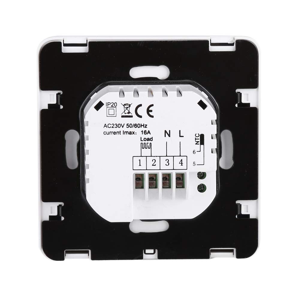 16A - Termostato Digital programable, Pantalla LCD Grande, Mando a Distancia termostato de calefacción eléctrico Controlador de Temperatura Ambiente retroiluminado, Color Blanco