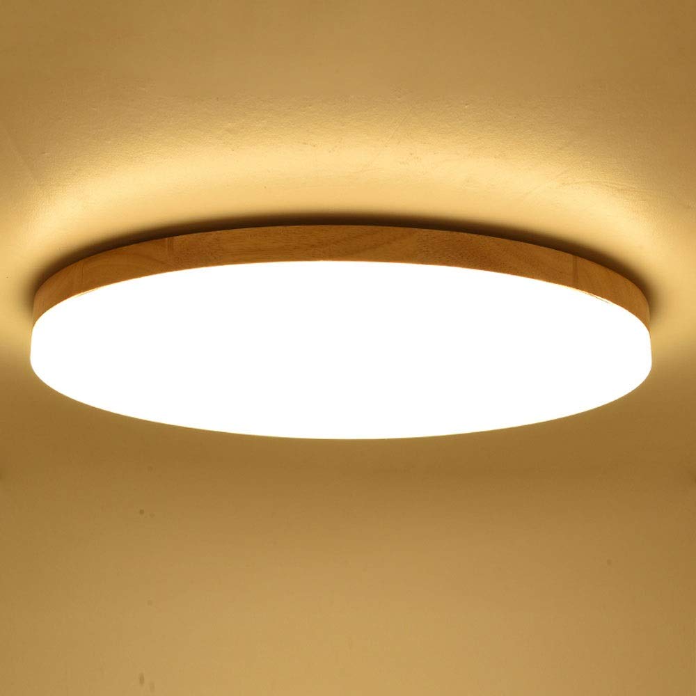 LED Ceiling Light, 5cm Ultra-thin Ceiling Lamp Round Wooden Indoor Flush Mount Ceiling Lamp Indoor lighting for Bathroom Kitchen Bedroom Living Room Ceiling Light [Energy efficiency rating A ++] (Col