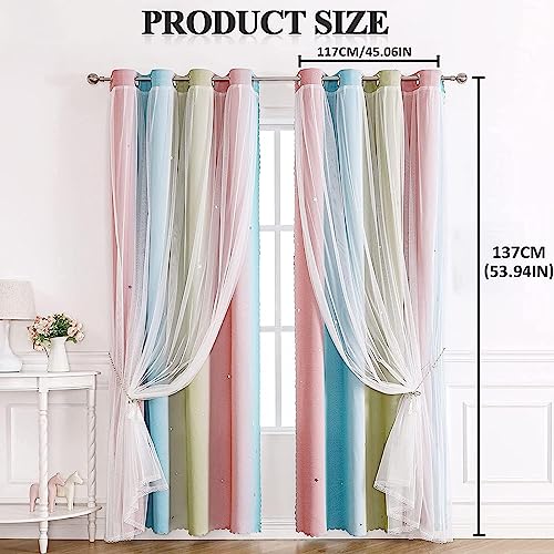 KAHEAUM Blackout Curtains for Bedroom & Living Room, 2 Panel, 46 x 54 inch Drop - Image 2