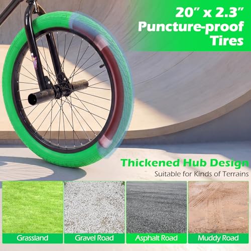 Image of Goplus Freestyle BMX Bike, 20 inch Trick Bicycle w / 360 Degree Steering, 4 Pegs, Adjustable Seat, U-Brake, Hi-Ten Steel Frame, Training Bike for Beginner Riders Teens Youth Boys Girls