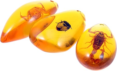 Miniatura 2 de ULTNICE 3 piezas de espécimenes de insectos ámbar colgantes ámbar fósil insecto artificial ámbar insecto espécimen colgante de escorpiones insectos
