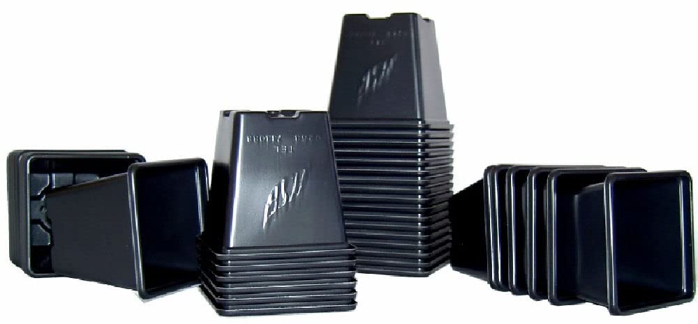Viridis Hortus - 50 x 9cm Square Black Plant Pots Volume 0.56L (PLANT POTS MADE from 100% RECYCLED PLASTIC)