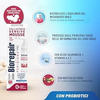 Biorepair, Peribioma PRO Collutorio Gengive Mousse, Avvolgente, Lenitiva, Aiuta a Combattere Le Infiammazioni Gengivali, Per il Riequilibrio del Microbiota Orale, Con MicrorepairBIOMA, 200ml