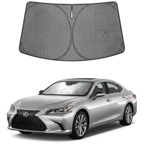 Image of Proadsy Windshield Sun Shade Custom Fit Lexus ES 2019-2025 Ice Crystal Black Front Window Sunshade UV and Heat Blocker Foldable Visor Keeps Car Cooler for Summer Parking and Daily Use