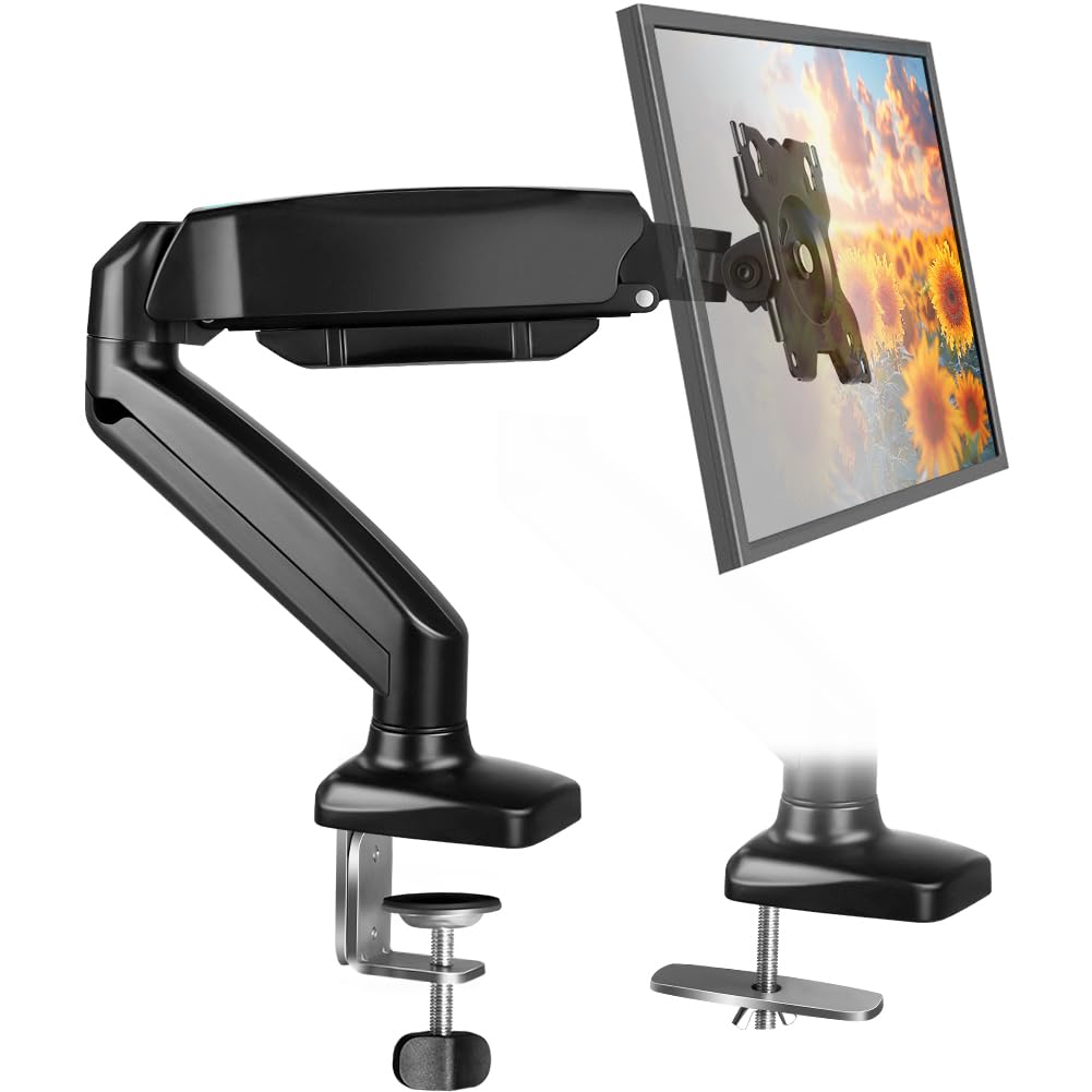 Black Single Monitor Arm Adjustable Stand Monitor Mount up to 32 inches and 17 6 lbs Computer Desk