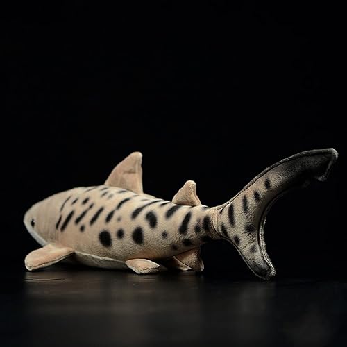Miniatura 8 de Peluche de tiburón tigre, animal marino de peluche de 20.47 pulgadas, gris oscuro, simulación de tiburón tigre, juguete de peluche de tiburón real,