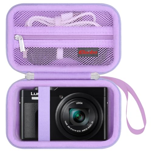 Image of Elonbo Camera Case for Panasonic LUMIX ZS99 / TZ99 / ZS80 / ZS70 / ZS300 / ZS200 / ZS100 / LX10 Point and Shoot Camera. Panasonic LUMIX Digital Camera Carrying Case. with Mesh Pocket fits Battery, Purple