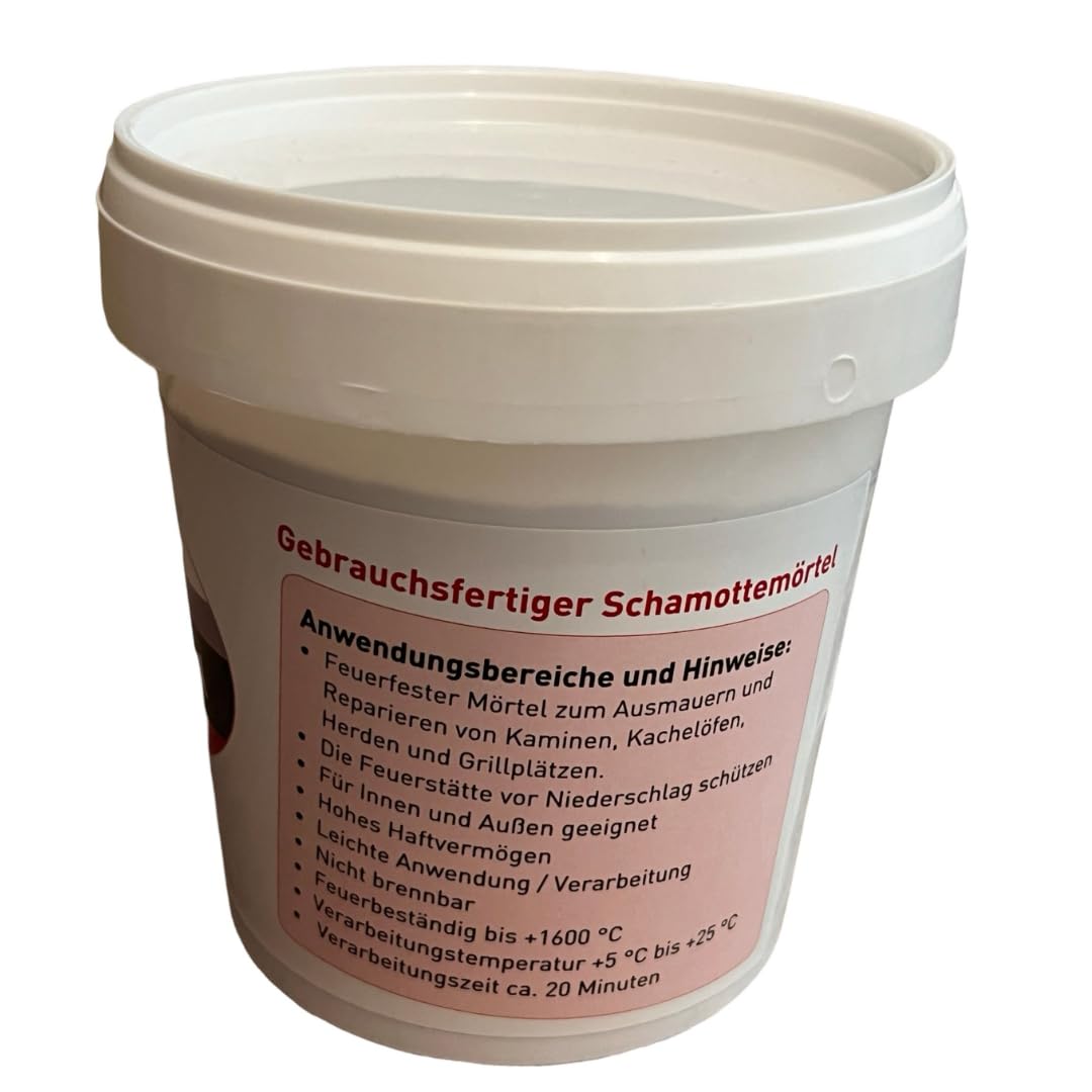Schamottemörtel 1kg - gebrauchsfertiger keramisch feuerfester Mörtel - Feuerfest bis 1600°C