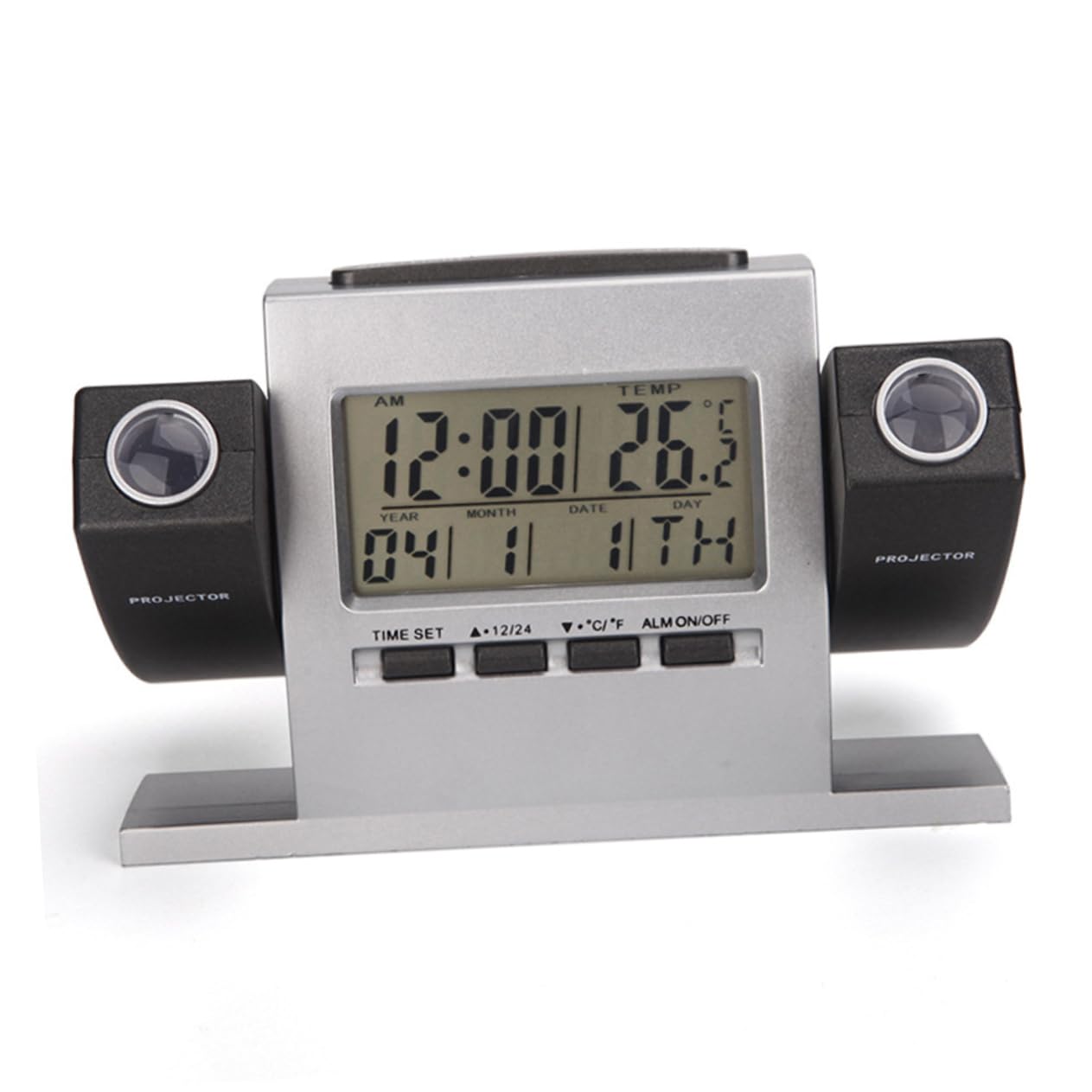 RORPOIR Multifunctional Projection Alarm Clock Indoor Temperature Display and Dual Rotatable Stylish for Home Use Battery Operated