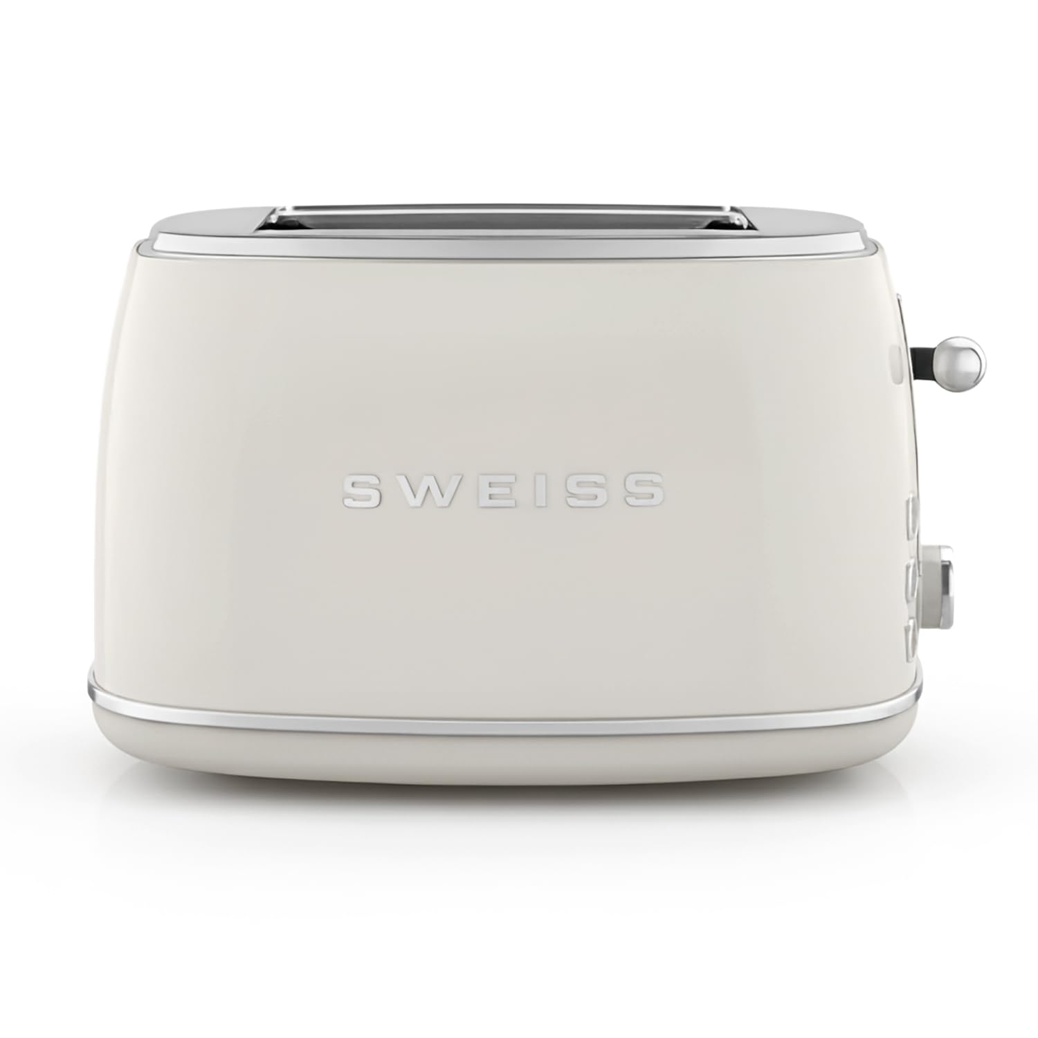 SWEISS - Tostadora de pan vintage GRS8, 2 ranuras, 6 niveles de potencia, descongelación, rápida y uniforme, limpieza fácil, cajón recoge migas, 850 W, beige