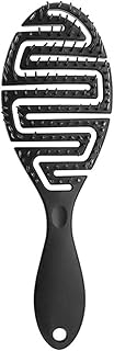 فرشاة شعر مضادة للشحنات الكهربائية، مشط لفك التشابك والتدليك للنساء والرجال والأطفال للشعر السميك والرقيق والمجعد والمستقيم، للاستخدام في المنزل والصالون مع تجفيف أسرع بالمجفف ومقبض مريح (أسود)
