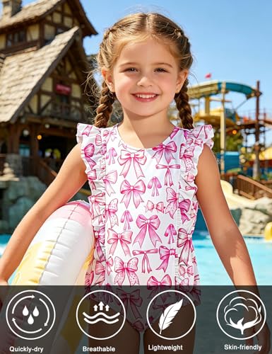 Image of RAISEVERN Baby Girls Swimsuit Ruffles Bathing Suits Cute Beach Sport Swimming Backless Summer One Piece Swimwear 2-7 Years