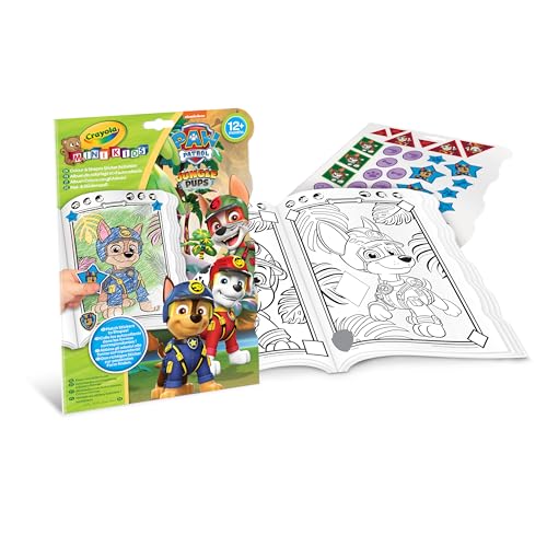 Crayola Mini Kids - Libro Activitades para Colorear Paw Patrol, 32 Paginas y 4 Hojas de Pegatinas, Actividad Creativa, Primera Infancia, 81-1373G