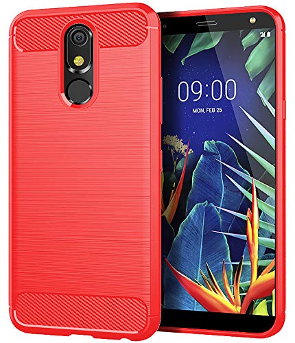 LG K40 Case,LG Solo Case,LG Harmony 3 Case,LG K12 Plus Case,Asmart Resilient Shock Absorption LG K40 Phone Case Slim Flexible TPU Cover Soft Lightweight Carbon Fiber Protective Case for LG K40, Red