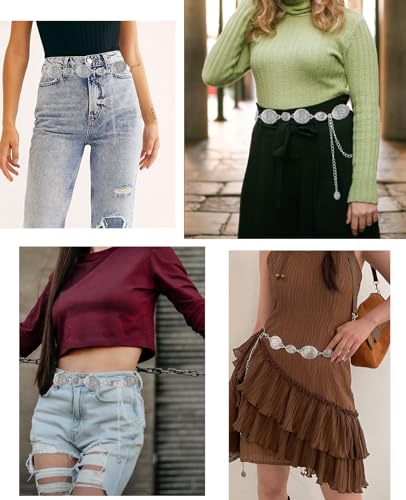 DAJOOEE Western Cowgirl Belts for Women Metal Chain Belt for Cowgirl Dresses Country Concert Outfit 6
