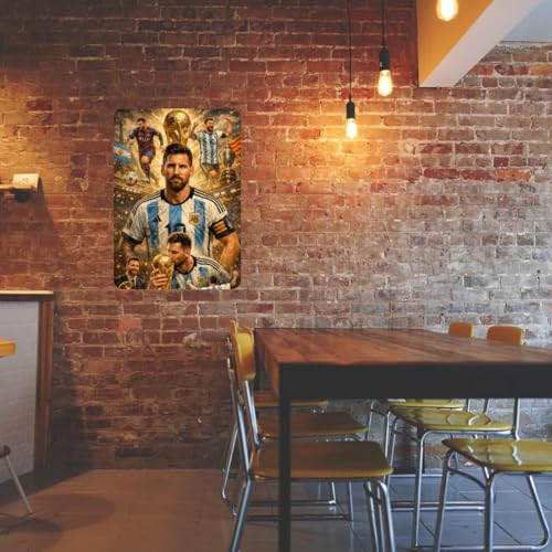 Image of Zesta Bathroom Decor Items Washroom Decor Tin Sign | Aesthetic Posters Wall Poster for Bedroom | Magnetic Cafe Decoration Items /Restaurant Decorations Items | Quirky Home Decor Bar Accent (Messi)
