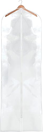 Miniatura 6 de Bolsa transparente de 70 pulgadas para ropa y refuerzo de 10 pulgadas con bolsillo para accesorios con cremallera para boda, vestido largo, abrigo