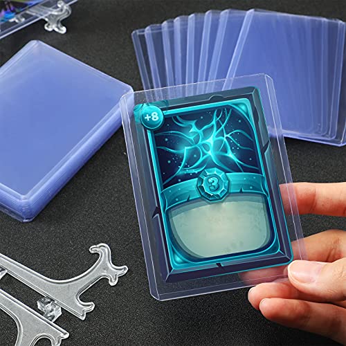 Hard Trading Cards Sleeves Plastic Card Hard Case Cover 3x4 Collector Playing Card Sleeves Protector for Baseball Football Basketball Sport Cards with Mini Easels Display Stand Holder(15 Pieces) - Thumbnail 7
