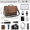 NEWHEY Sac Messenger Homme Sacoches Ordinateur Portable Cuir Vintage Toile Sac à Bandoulière Homme Imperméables Mallette d'affaires pour Travail et Scolaire 15.6 Marron #2