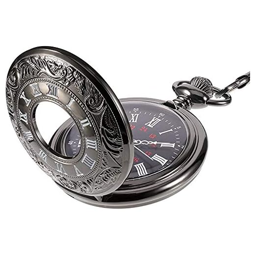 BN Reloj de Bolsillo de Cuarzo con Cadena Reloj de Bolsillo Negro Vintage