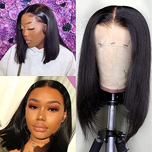 Short Bob Lace Front Wigs Human Hair 13×4 Lace Front Wigs 150% Density Pre Plucked with Baby Hair 14"