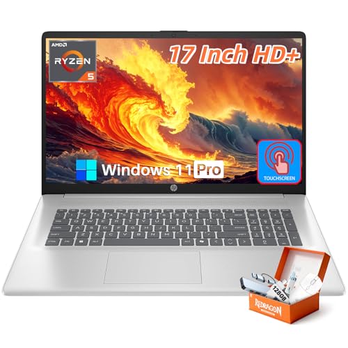 HP 17 Inch Touchscreen Laptop Computer for Business, AMD Ryzen 5 7430U, 17.3' HD+ Anti-Glare Display, 16 GB RAM, 1 TB SSD, Copilot AI, Wi-Fi 6, Bluetooth 5.4, Fast Charge, Windows 11 Pro, Accessories