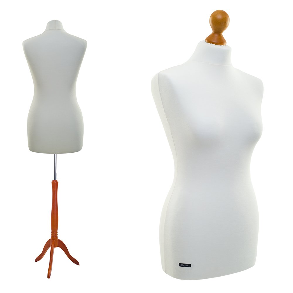 Schneiderpuppe LUCCESI / zum Probierpreis! / Größen S - XL (Female) / Torso Size: L (40-42) / Wechselbezug Creme-Weiss / Standfuss Calvados / Damen - Schaufensterpuppe