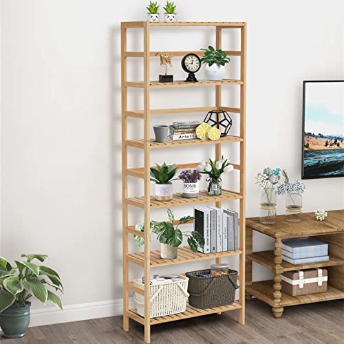 Elepude Bamboo Rack,Bamboo Shelf,Stand Utility Storage Shelf Multifunctional Bathroom Kitchen Living Room Holder Plant Flower Stand (6-Tier) #TOP3