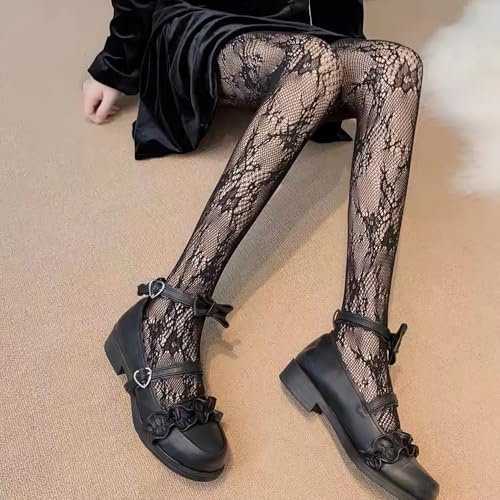 Image of 2 Pairs Lace Tights Black White Patterned Tights for Women Fishnet Stockings for Women Halloween Costumes Parties