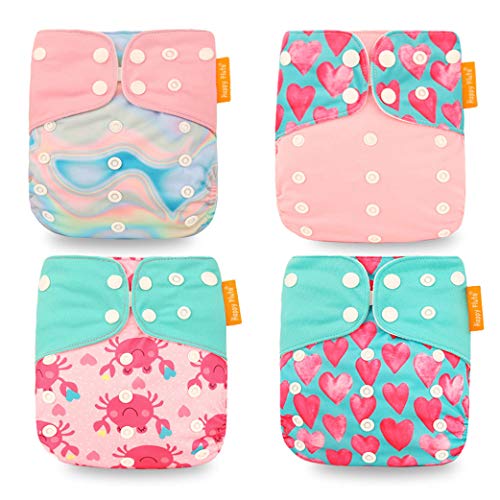 Yeelan Inserti per Pannolini Riutilizzabili Lavabili per Pannolini Tascabili All-in-one per Pannolini per Bambini (Amore)