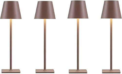 Miniatura 11 de Juego de 2 lámparas de mesa inalámbricas marrones, lámpara recargable vintage para restaurante, cena, cocina, encimera, baño, encimera, iluminación