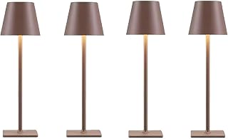 4 Pack Brown Cordless Table Lamps-Wireless Rechargeable Lamps Bulk of 4,Waterproof Outdoor Table Lamp for Patio/Restaurant/Dinner Dining Tabletop Lights/Kitchen,Multiple Battery Operated Lamps