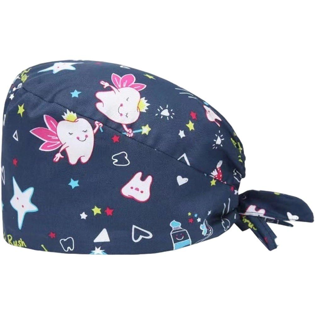 Sslvya Scrub Cap, Surgical Caps, Tooth Printed Dentist Surgical Hat, Scrubs Hat for Women Men Nurse Dentist Working Cap
