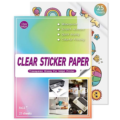 Vinilo transparente imprimible para impresora de inyección de tinta [85% transparente] – 25 hojas...
