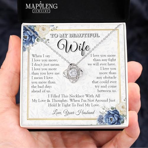 To My Wife Necklace From Husband, Love Knot Necklace For Wife From Husband, Wife Necklace For Her, Gifts For Wife From Husband, Anniversary Christmas Birthday Valentines Gife For Wife From Husband3